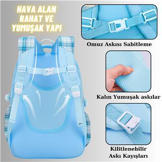 Kız Çocuk Okul Sırt Çantası Ergonomik Özel Tasarım Çok Bölmeli Geniş Kapasite Okul Çantası