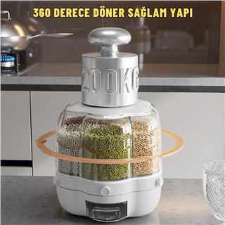 Kuru Gıda Bakliyat Saklama Kabı 6 Bölmeli Dönebilen Kuru Gıda Organizeri