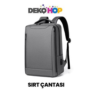 Laptop Notebook Ipad Sırt Çantası Yeni Nesil Usb Şarj Girişli Seyahat ve Günlük Eşya Taşıma Çantası GRİ