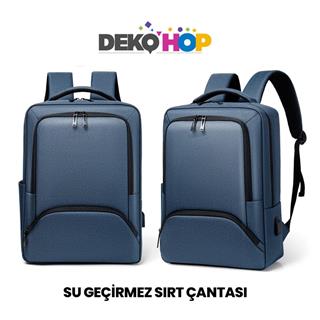 Laptop Sırt Çantası Yeni Nesil Usb Girişli Notebook Ipad ve Günlük Eşya Taşıma Çantası MAVİ
