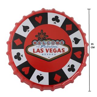 Las Vegas Temalı Duvar Dekorasyon Retro Metal Tabela