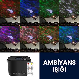 Led Animasyon Projektör Uzay Gece ve Parti Ambiyans Lambası SİYAH