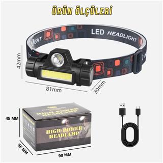 Led Kafa Feneri Dağcılık, Kamp, Balıkçılık, Gece Yürüyüş Şarjlı Magnet Çalışma Lambası