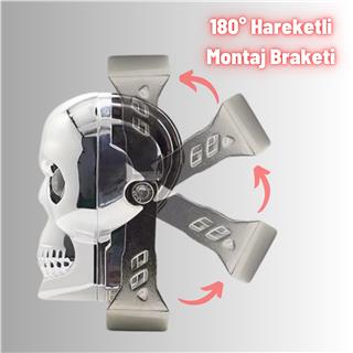 LED Motosiklet Aydınlatma Sis Lambası Skull Tasarımlı 3 Modlu 12V-24V Yüksek Performanslı Far 1 Adet