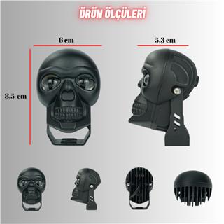 LED Motosiklet Aydınlatma Sis Lambası Skull Tasarımlı 3 Modlu 12V-24V Yüksek Performanslı Far 1 Adet
