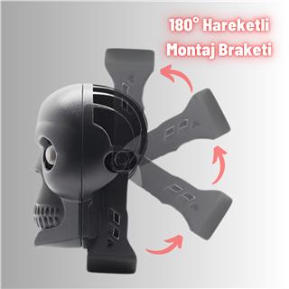 LED Motosiklet Aydınlatma Sis Lambası Skull Tasarımlı 3 Modlu 12V-24V Yüksek Performanslı Far 1 Adet