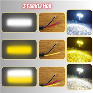 LED Motosiklet Aydınlatma Sis Lambası Skull Tasarımlı 3 Modlu 12V-24V Yüksek Performanslı Far 1 Adet
