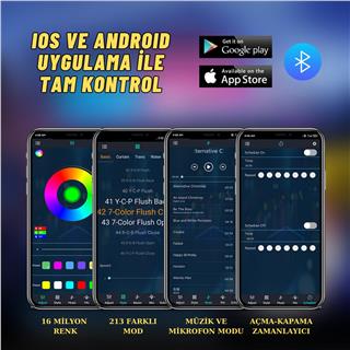 Led RGB Lambader Ambiyans Gece Ortam Işığı Ayaklı Telefon Kumanda Kontrollü Yeni Nesil Oyun Ve Gece Lambası