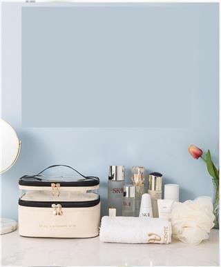 Makyaj Malzeme Çantası Çift Bölmeli Seyahat Bakım Organizer Kozmetik Ürün Taşıma Çantası