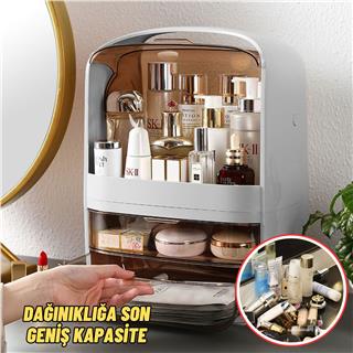 Makyaj Organizer Kozmetik, Fırça ve Takı Düzenleyici Çok Amaçlı Masaüstü Makyaj Kutusu