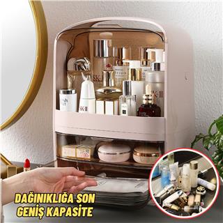 Makyaj Organizer Kozmetik, Fırça ve Takı Düzenleyici Çok Amaçlı Masaüstü Makyaj Kutusu