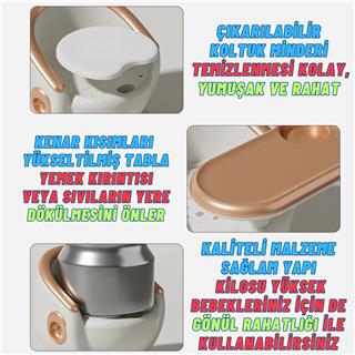 Mama ve Yemek Sandalyesi 1-8 Yaş Uyumlu Minderli Devrilmez Çocuk Oyun Koltuğu Gold