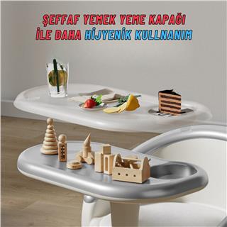 Mama ve Yemek Sandalyesi 1-8 Yaş Uyumlu Minderli Devrilmez Çocuk Oyun Koltuğu Gri