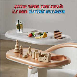 Mama ve Yemek Sandalyesi 1-8 Yaş Uyumlu Minderli Devrilmez Çocuk Oyun Koltuğu Gold