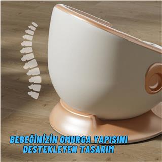 Mama ve Yemek Sandalyesi 1-8 Yaş Uyumlu Minderli Devrilmez Çocuk Oyun Koltuğu Gold