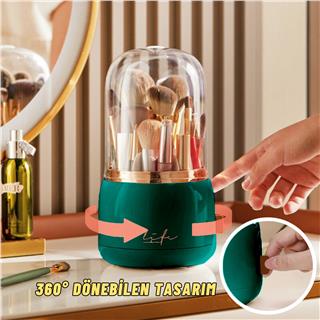 Masaüstü Makyaj Fırçası ve Kozmetik Düzenleme Kutusu Organizer Bölmeli Dönebilen