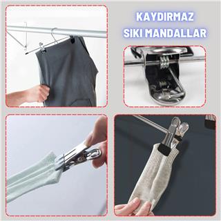Metal Etek Pantolon Askısı Hareketli Mandallı Paslanmaz Metal Mağaza ve Ev Tipi Elbise Askısı 100 Adet
