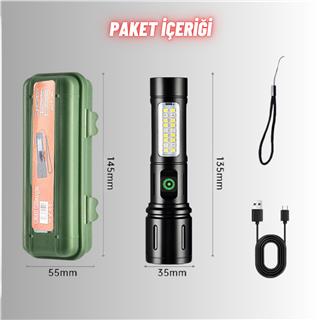 Metal LED El Feneri SOS Flaş Uzun Menzil 7 Mod Kamp Araç İçi Piknik için Ultra Güçlü Fener ve Işıldak