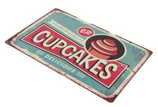 Metal Tabela Cupcakes Retro Tasarım 20X30 Cm
