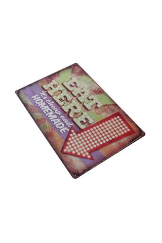 Metal Tabela Dekoratif Eat Here Dekor Duvar Süsü 30x20 Cm