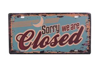 Metal Tabela Dekoratif Retro Dekor Duvar Süsü Sorry We Are Closed 30X15 Cm