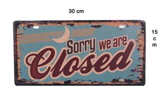 Metal Tabela Dekoratif Retro Dekor Duvar Süsü Sorry We Are Closed 30X15 Cm