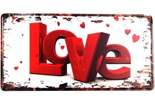 Metal Tablo Dekoratif Retro Dekor Duvar Süsü Love 30x15 CM