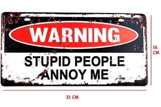 Metal Tablo Dekoratif Retro Dekor Duvar Süsü Warning 30x15 CM
