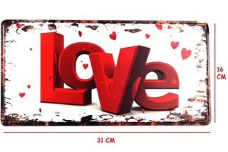 Metal Tablo Dekoratif Retro Dekor Duvar Süsü Love 30x15 CM