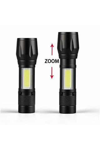 Mini El Feneri Ultra Güçlü Cob Led Şarjlı Avcılık Kamp Deprem Çantası Feneri