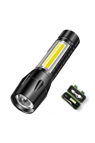 Mini El Feneri Ultra Güçlü Cob Led Şarjlı Avcılık Kamp Deprem Çantası Feneri