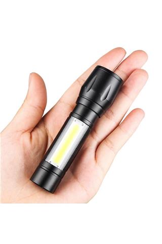 Mini El Feneri Ultra Güçlü Cob Led Şarjlı Avcılık Kamp Deprem Çantası Feneri