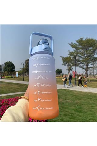 Motivasyonel 3lü Set Su Matarası Su Şişesi Suluk 2lt+900ml+600ml Tritan Spor Salonu Su Şişesi Suluk