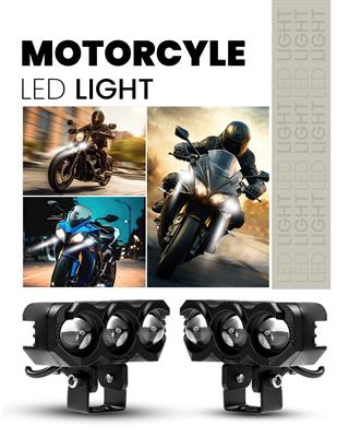 Motosiklet 3 Led Lazer Sis Farı  1 ADET Metal Kasa Baykuş Model Delici Beyaz Sarı Çift Renk 12-80 V