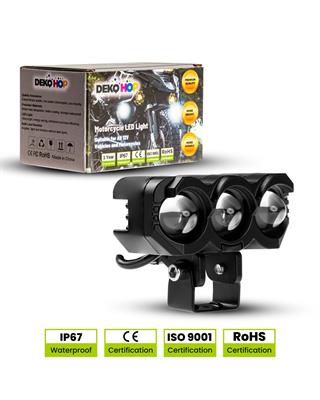  2 ADET Motosiklet 3 Led Lazer Sis Farı Metal Kasa Baykuş Model Delici Beyaz Sarı Çift Renk 12-80 V