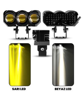  2 ADET Motosiklet 3 Led Lazer Sis Farı Metal Kasa Baykuş Model Delici Beyaz Sarı Çift Renk 12-80 V