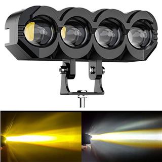 2 ADET Motosiklet 4 Led Lazer Sis Farı  Delici Beyaz Sarı Çift Renk Metal Baykuş Led Işık