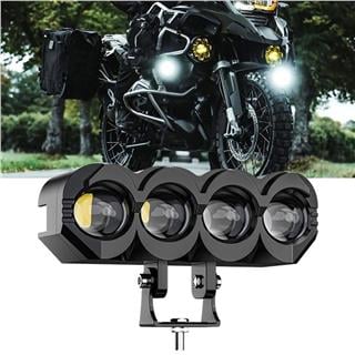 2 ADET Motosiklet 4 Led Lazer Sis Farı  Delici Beyaz Sarı Çift Renk Metal Baykuş Led Işık