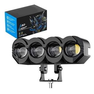 2 ADET Motosiklet 4 Led Lazer Sis Farı  Delici Beyaz Sarı Çift Renk Metal Baykuş Led Işık
