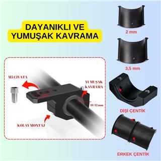 Motosiklet Gidon Koruma Demiri Sis Farı 2 ADET Montaj Ayağı Braket Alüminyum 18-32mm Ayarlanabilir
