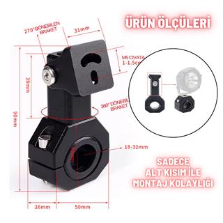 Motosiklet Gidon Sis Farı Montaj Ayağı 2 ADET Ayarlanabilir Braket Alüminyum 18-32mm