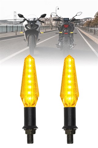 Motosiklet Kristal Model LED Sinyal Lambası Sarı Led Işık Vidalı Montaj