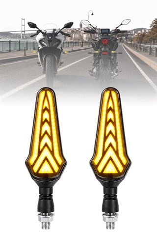 Motosiklet LED Sinyal Lambası Universal DRL Kayan Sinyal Ve Gündüz Led Sarı 