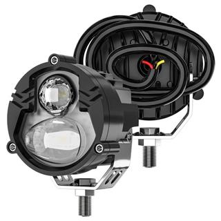 Motosiklet LED Sis Farı  Metal Kasa Yüksek Güçlü Delici Spot Beyaz Sarı Çift Renk