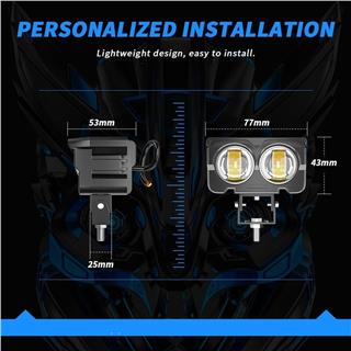 2 ADET Motosiklet Led Sis Farı  Metal Kasa Baykuş Model Delici Beyaz Sarı Çift Renk
