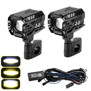 Motosiklet Led Sis Farı Seti 5 Mod Yüksek Performans Kablo Kumanda Ve Ayaklı Set Kolay Montaj  Lamba
