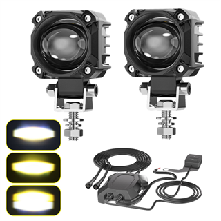 Motosiklet LED Sis Farı Seti Çift Renk Tüm Montaj Aparatları ve Kablo Set ile Kolay Montaj 12-24v 