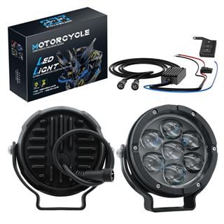 Motosiklet Profesyonel Sis Farı Seti Bluetooth Kumandalı 5 Modlu Beyaz Sarı Sis Farı  Metal Gövde