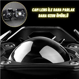 Motosiklet Scooter Led Sis Farı Set Delici Işık Beyaz Sarı Metal Kasa 