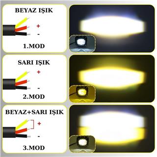 Motosiklet Scooter Led Sis Farı Set Delici Işık Beyaz Sarı Metal Kasa 